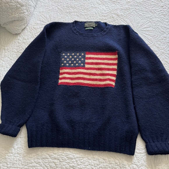 VTG 90s Polo Country Ralph Lauren Men's XL 100% Wool Flag Sweater
